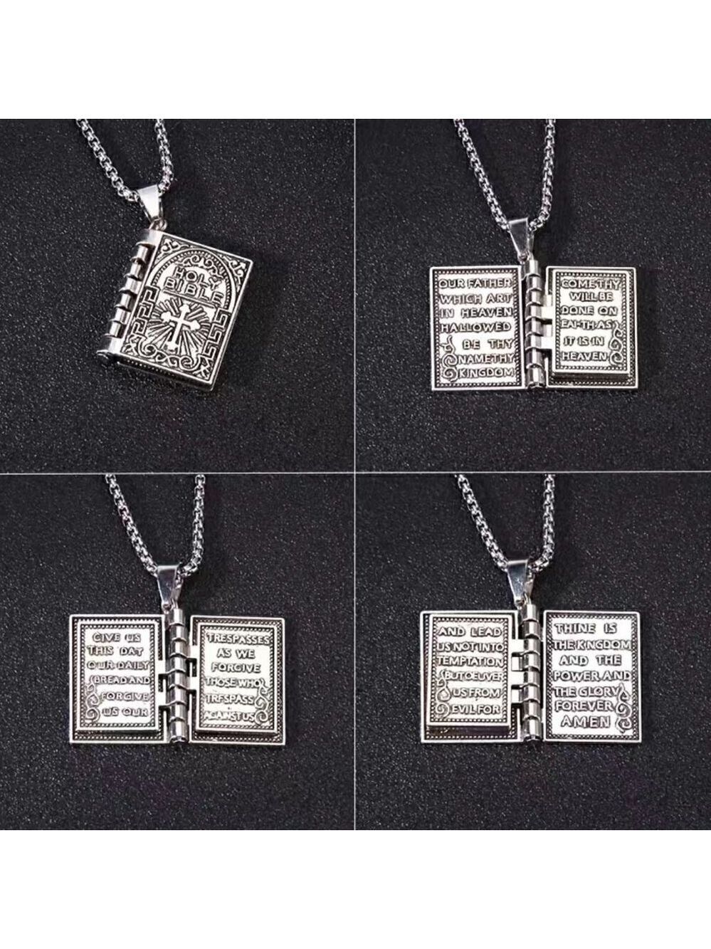Holy Bible with The Lord's Prayer Necklace / Pendant #858 - Picture 10 of 16